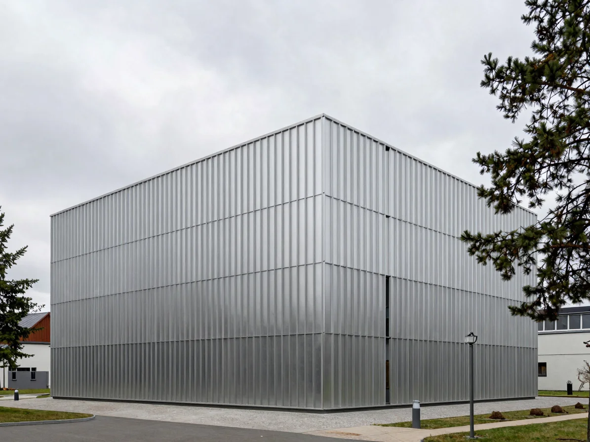 Wide architectural view of a modern aluminum curtain wall facade